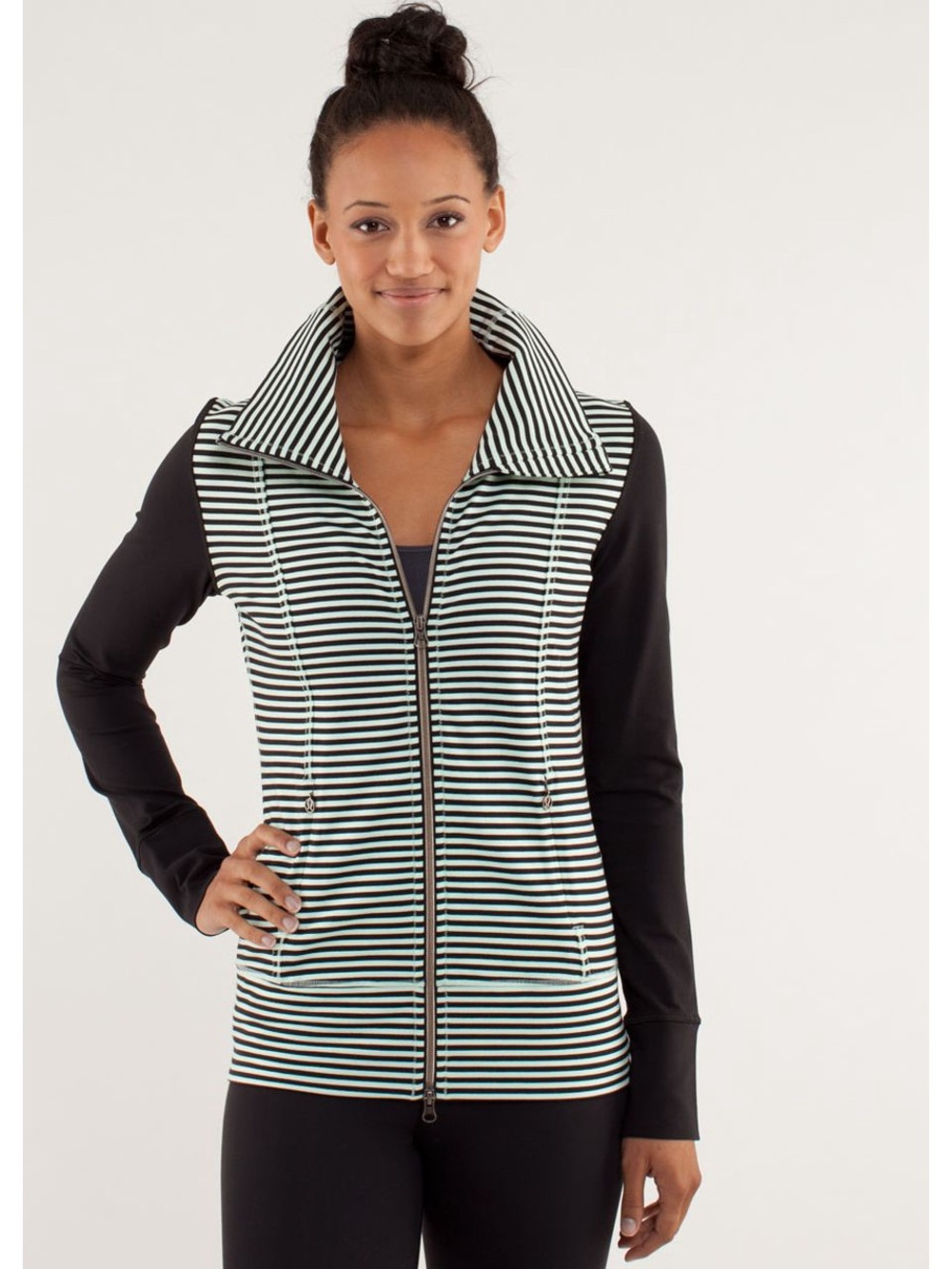 Lululemon Daily Yoga Jacket Classic Stripe Mint Moment Black / Black